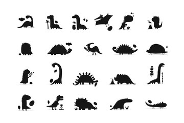 Wall Mural - Funny dinosaurs collection, childish style. Sketch for your design