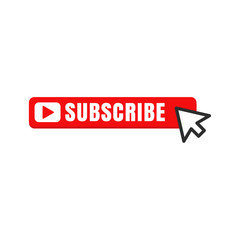 Poster - Subscribe button color with mouse pointer vector sign isolated on white background illustration for graphic and web design. 
