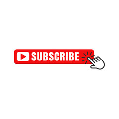 Poster - Subscribe button color with hand cursor vector sign isolated on white background illustration for graphic and web design. 