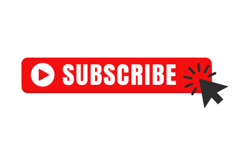 Poster - Subscribe button color with mouse pointer vector sign isolated on white background illustration for graphic and web design. 