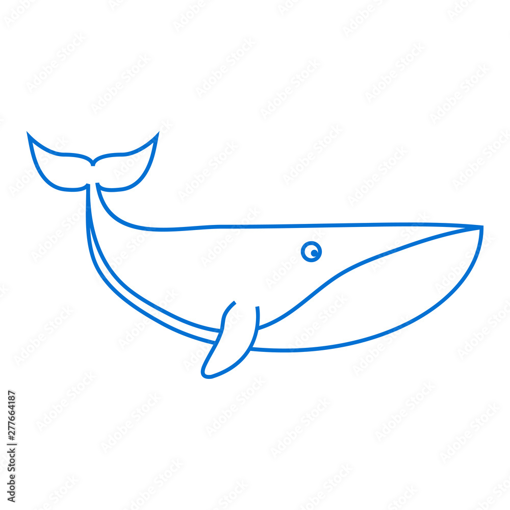Icono plano lineal ballena en color azul Stock Vector | Adobe Stock