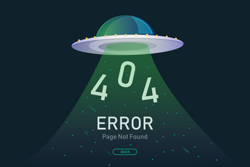Poster - 404  error page not found vector with UFO graphic  design template for website background graphic