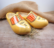Typical Dutch Wooden Clogs (klompen), Painted With Burlap/hessian And Straw Like Old Tradition Dutch Culture And Farming 