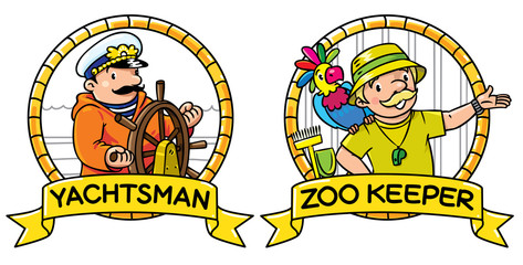 Wall Mural - ABC professions set. Yachtsman and zoo keeper