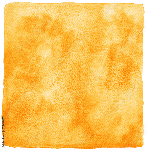Orange, ginger watercolor background. Painted Halloween, autumn template. Wat...