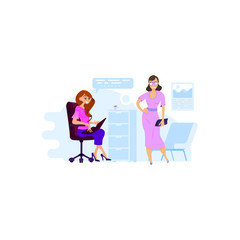 Wall Mural - Customer service department concept, flat style, work with staff