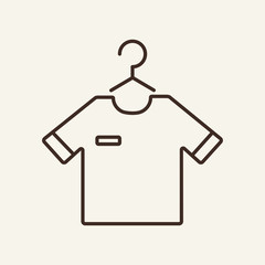 Poster - T-shirt on hanger line icon. Clothing store, teenage fashion, dry cleaning. Laundry concept. Vector illustration can be used for topics like service, shopping, clothing