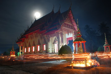 buddhist temple at night