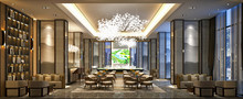 3d Render Luxury Hotel Lobby Reception