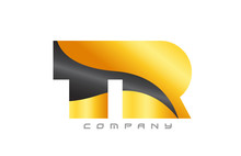 TR T R Yellow Black Combination Alphabet Letter Logo Icon Design