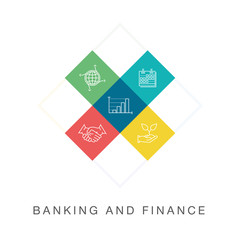 Wall Mural - BANKING AND FINANCE LINE ICON SET