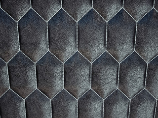 Wall Mural - Leather stitched hexagon or honecomb black shiny texture