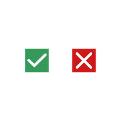 Aufkleber - Green check mark and red cross icon symbol template black color editable vector sign isolated on white background illustration for graphic and web design.