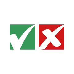 Aufkleber - Green check mark and red cross icon symbol template black color editable vector sign isolated on white background illustration for graphic and web design.