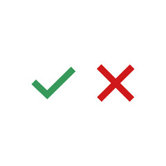 Aufkleber - Green check mark and red cross icon symbol template black color editable vector sign isolated on white background illustration for graphic and web design.