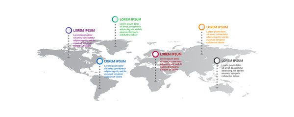 world map Infographic template with icons options . world infographic . business infographic for presentations, layout, banner, chart, info graph.