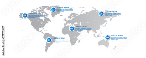Fotomural world map Infographic template with icons options