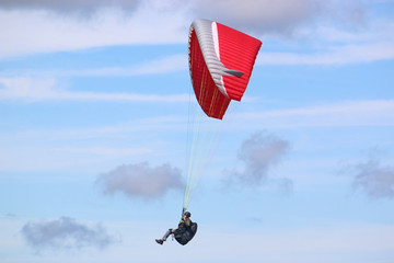 Poster - Paraglider flying red wing