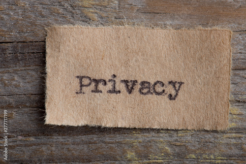 Fotografía Personal data or property privacy concept single word privacy typed on a paper