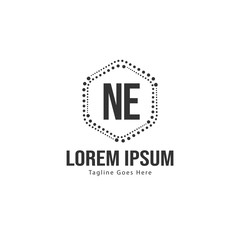 Initial NE logo template with modern frame. Minimalist NE letter logo vector illustration