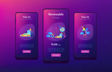 Poster - business people use clean renewable electric energy in the city. renewable energy, renewable power r