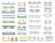 © a7880ss - Types of bridges set. Color and linear graphic design, infographic elements