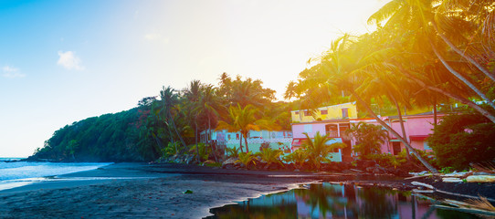 Wall Mural - Colorful houses in Grande Anse beach