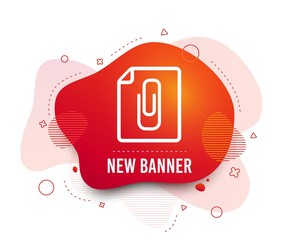 Poster - Fluid badge. File annex icon. Paper clip symbol. Attach symbol. Abstract shape. Gradient file icon. Flyer liquid banner. Vector