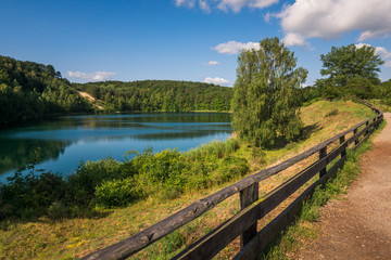 Turquoise lake in Wolinski National Park, Wapnica, Poland