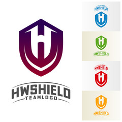 HW Shield Logo Design Vector. Initial HW logo Template. Shield WH logo concept. Icon Symbol