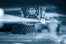 The 3D Printing Machine Operation. The 3D Rapid Prototype Processing Concept.