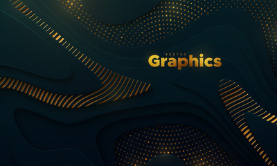 Poster - Dark green paper cut background.