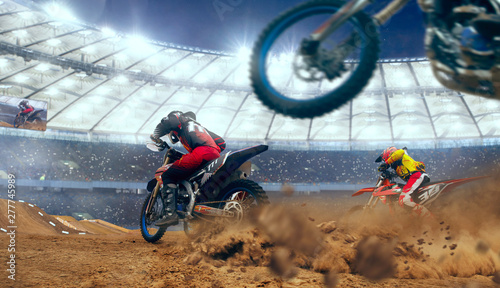  Plakaty Sporty Motorowe   zawodnicy-motocross-w-akcji-supercross-motocross-sport