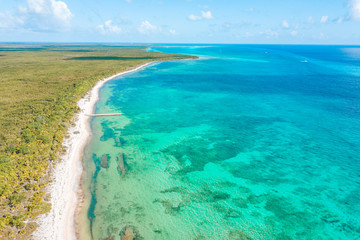 Wall Mural - Aerial view of the Caribbean Ocean in Cozumel Island, Mexico