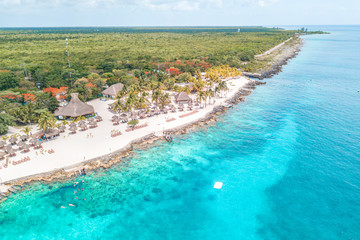 Beautiful aerial view of Cozumel Island in the Mexican Caribbean