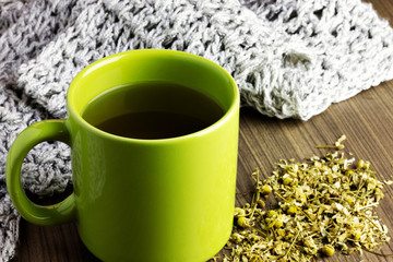 cup of tea on wooden table