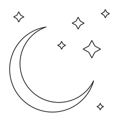 Wall Mural - monochrome moon with stars on isolated white