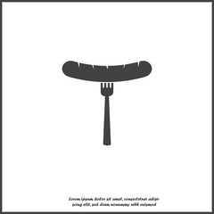 Vector sausage and fork icon. Barbecue symbol on white isolated background.