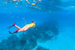 © JoseLuis - Woman snorkeling around corals in the Caribbean Ocean, in Cozumel Island, Mexico