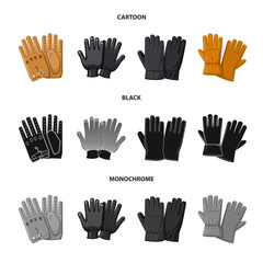 Wall Mural - Vector illustration of glove and winter sign. Collection of glove and equipment stock symbol for web.