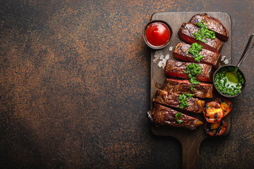 Canvas Print - Grilled marbled meat steak