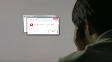 virus messages pop up on screen