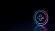 © Destrosvet - 3d glowing neon symbol of symbol of circle with plus isolated on black background