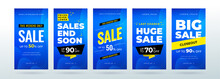 Set Of Dynamic Modern Fluid Sale Banners For Social Media Stories, Web Page, Mobile Phone. Sale Banner Template Design Special Offer Set.