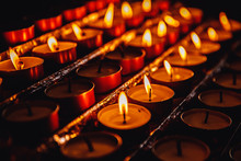 Church Candles In Catholic, Memorial Service For Dead People, Accident, Catastrophe