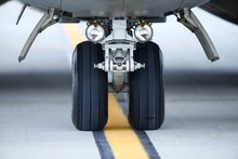 Details Of The Landing Gear Of A Military Cargo Plane.