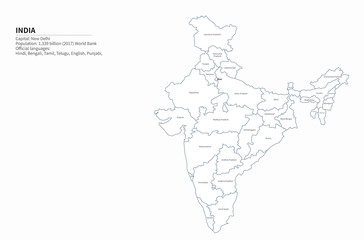 graphic vector map of asia countries