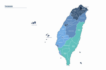 Sticker - taiwan map. graphic vector map of asia countries