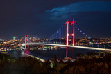 Bosphorus bridge in Istanbul Turkey - connecting Asia and Europe. Evening, long exposure.