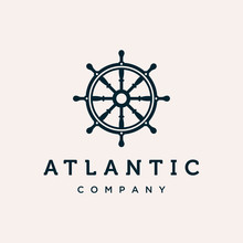 Marine Steering Wheel Vector Logo Design Template 